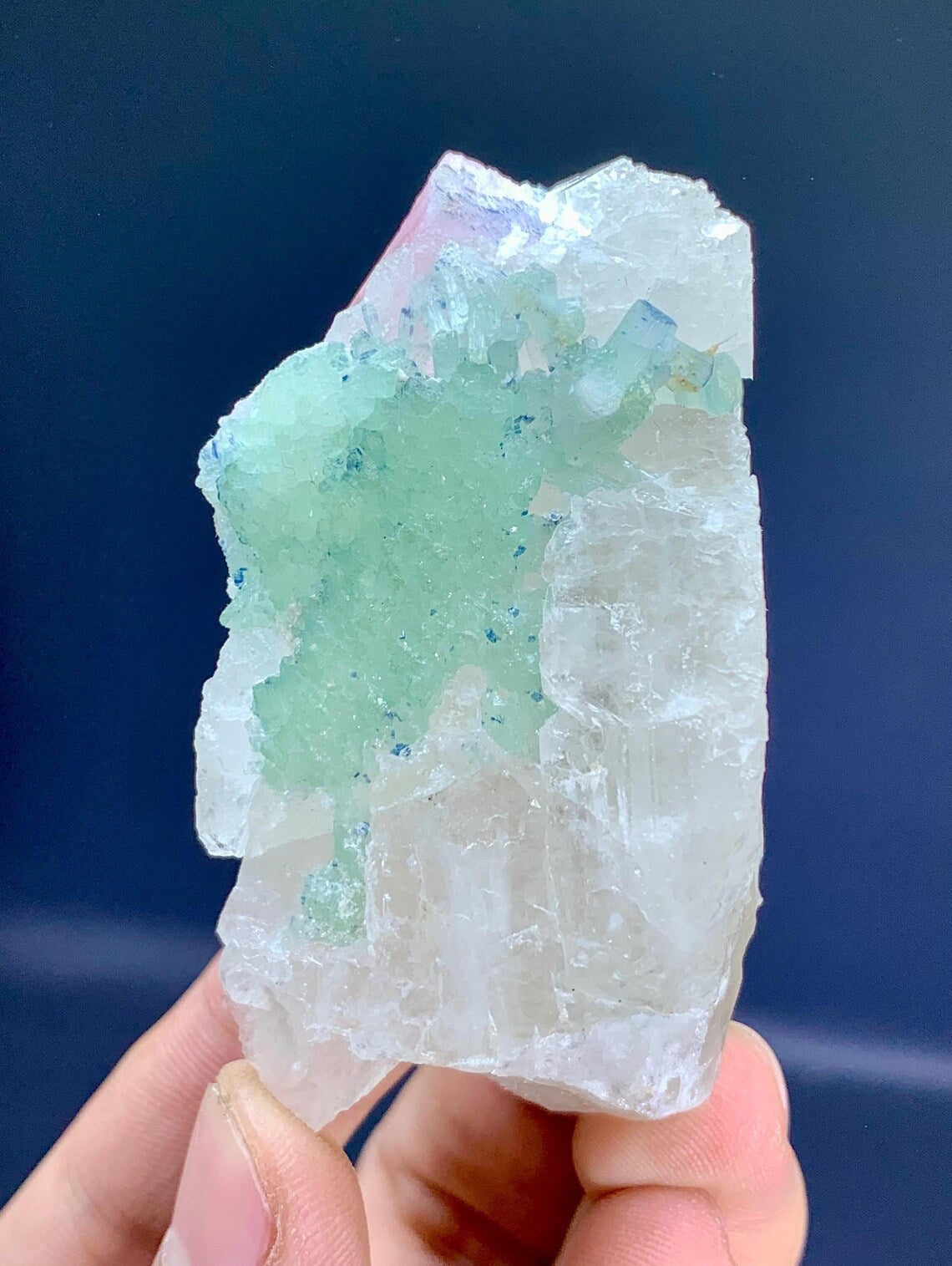 Pink and Green Tourmaline Crystals on Quartz from Afghanistan - 86 gram
