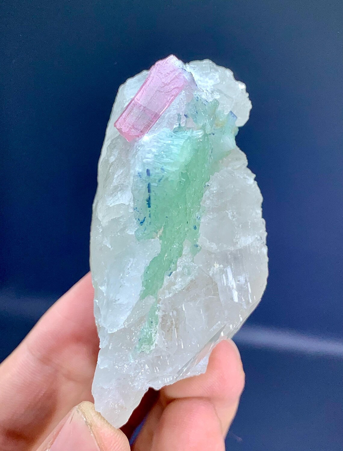 Pink and Green Tourmaline Crystals on Quartz from Afghanistan - 86 gram
