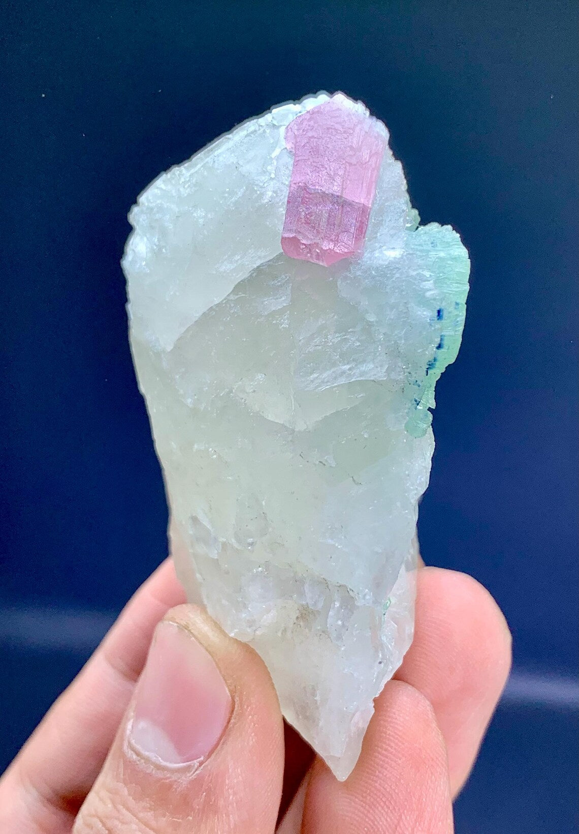 Pink and Green Tourmaline Crystals on Quartz from Afghanistan - 86 gram