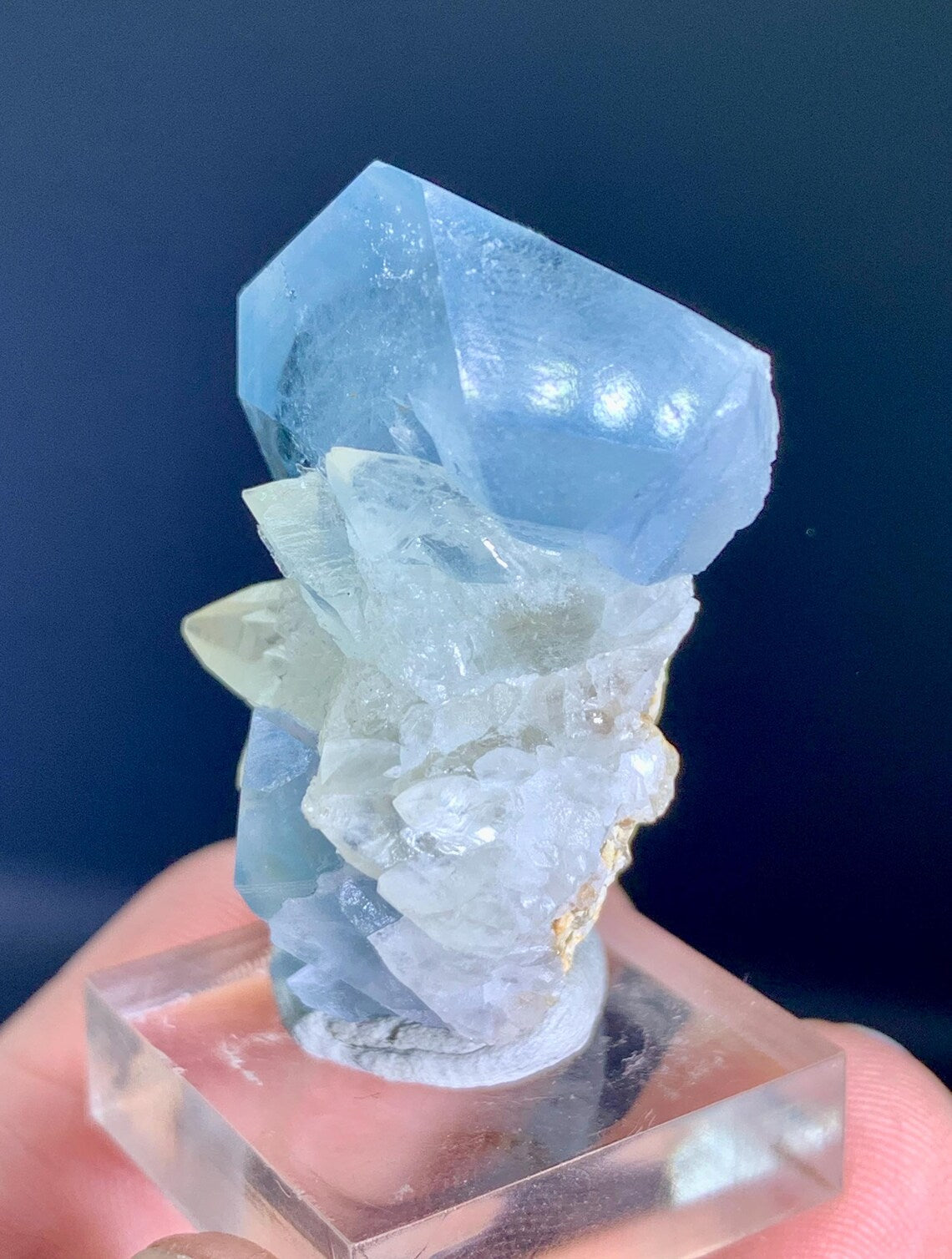 Blue Celestine Crystals on Calcite from Afghanistan - 21 gram