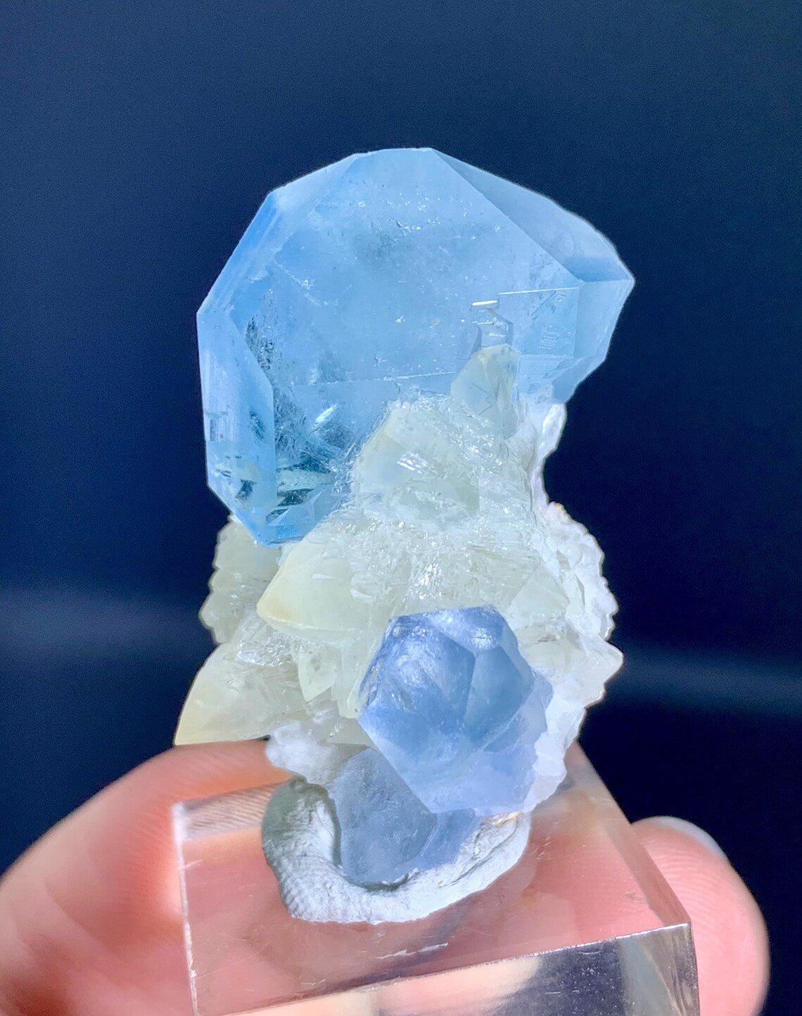 Blue Celestine Crystals on Calcite from Afghanistan - 21 gram