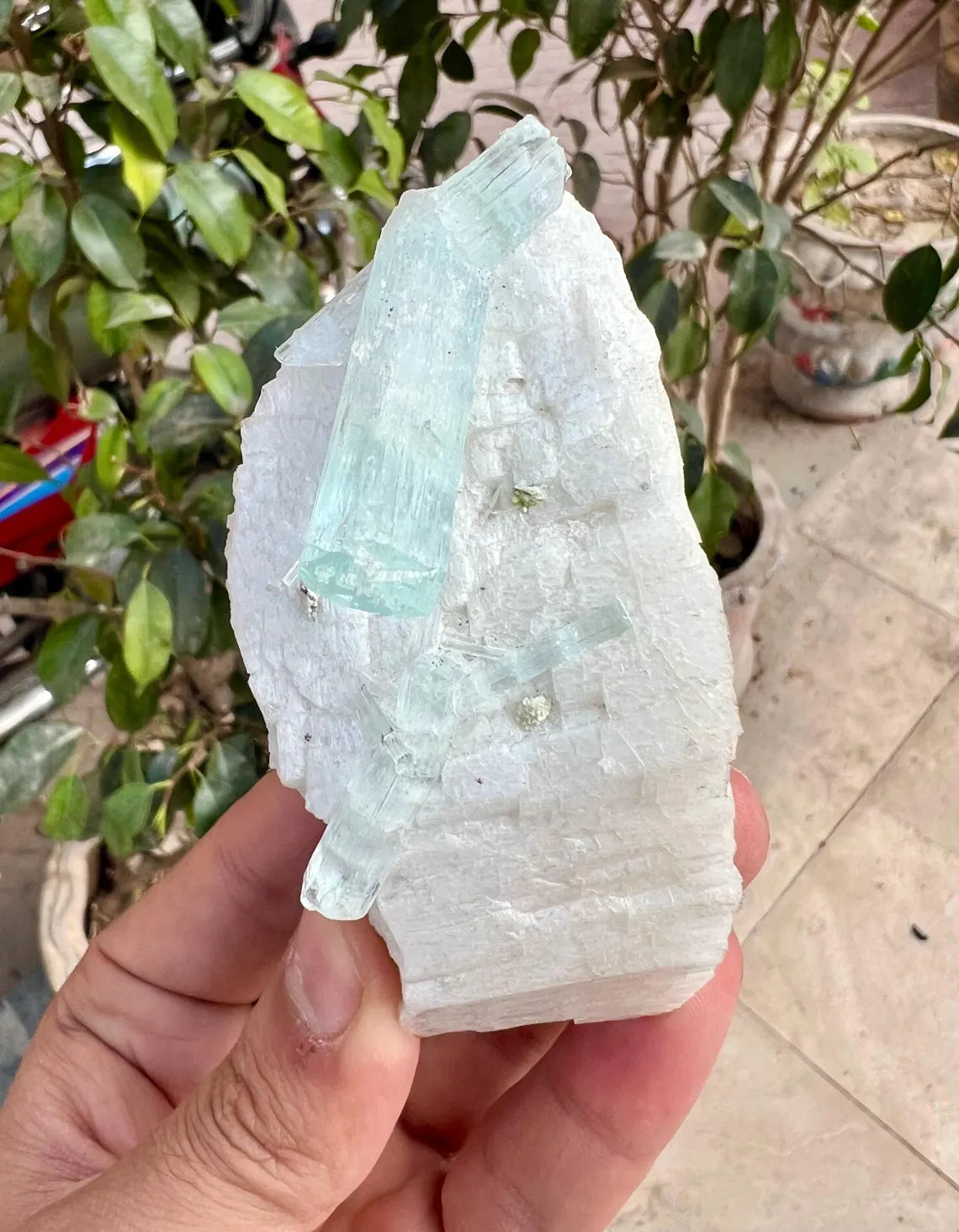 Aquamarine Crystals on Feldspar from Shigar valley Pakistan - 147 gram