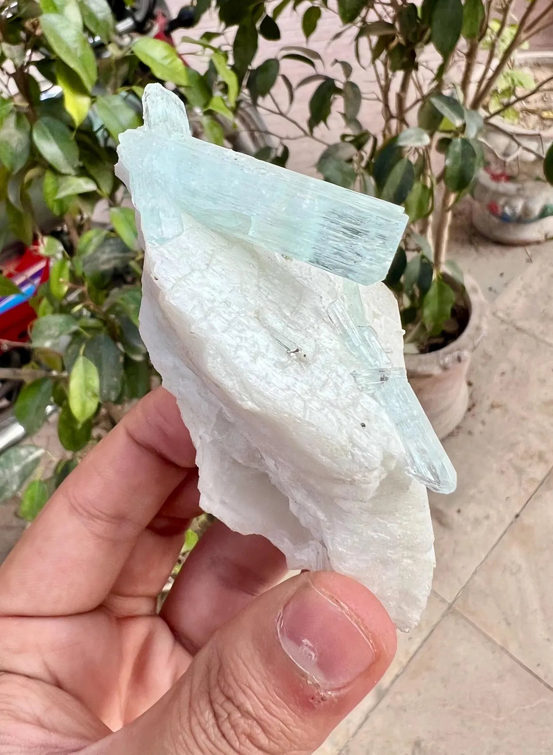 Aquamarine Crystals on Feldspar from Shigar valley Pakistan - 147 gram
