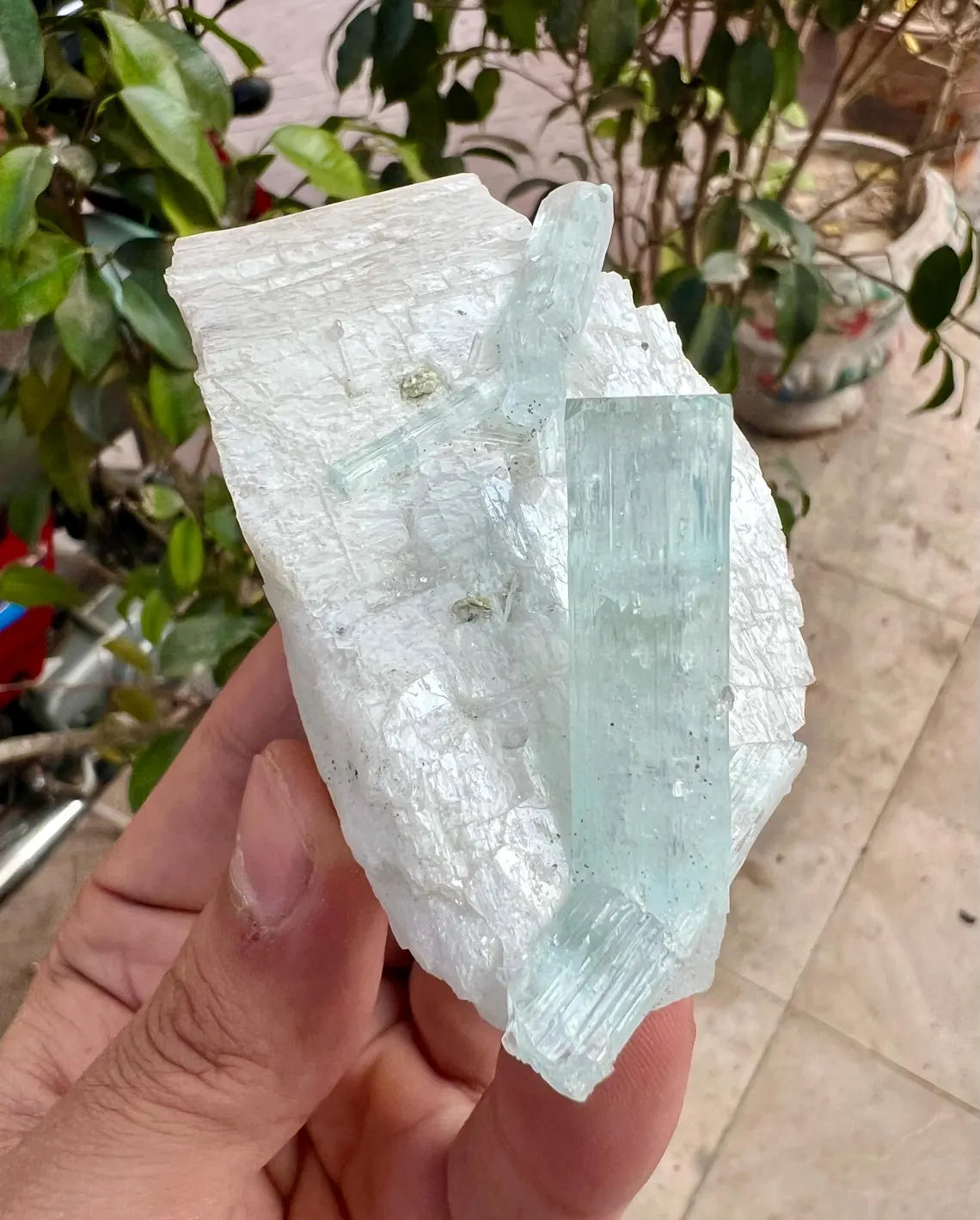 Aquamarine Crystals on Feldspar from Shigar valley Pakistan - 147 gram