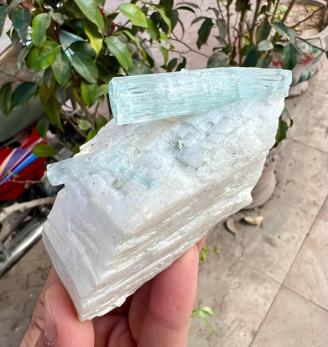 Aquamarine Crystals on Feldspar from Shigar valley Pakistan - 147 gram