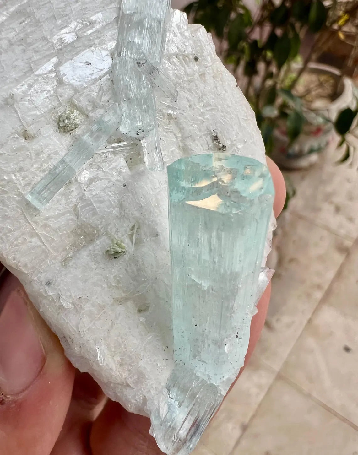 Aquamarine Crystals on Feldspar from Shigar valley Pakistan - 147 gram