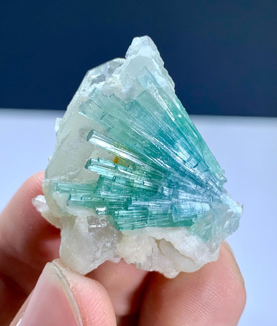 Paraiba Like Color Tourmaline Cluster on Quartz from Afghanistan - 13 gram