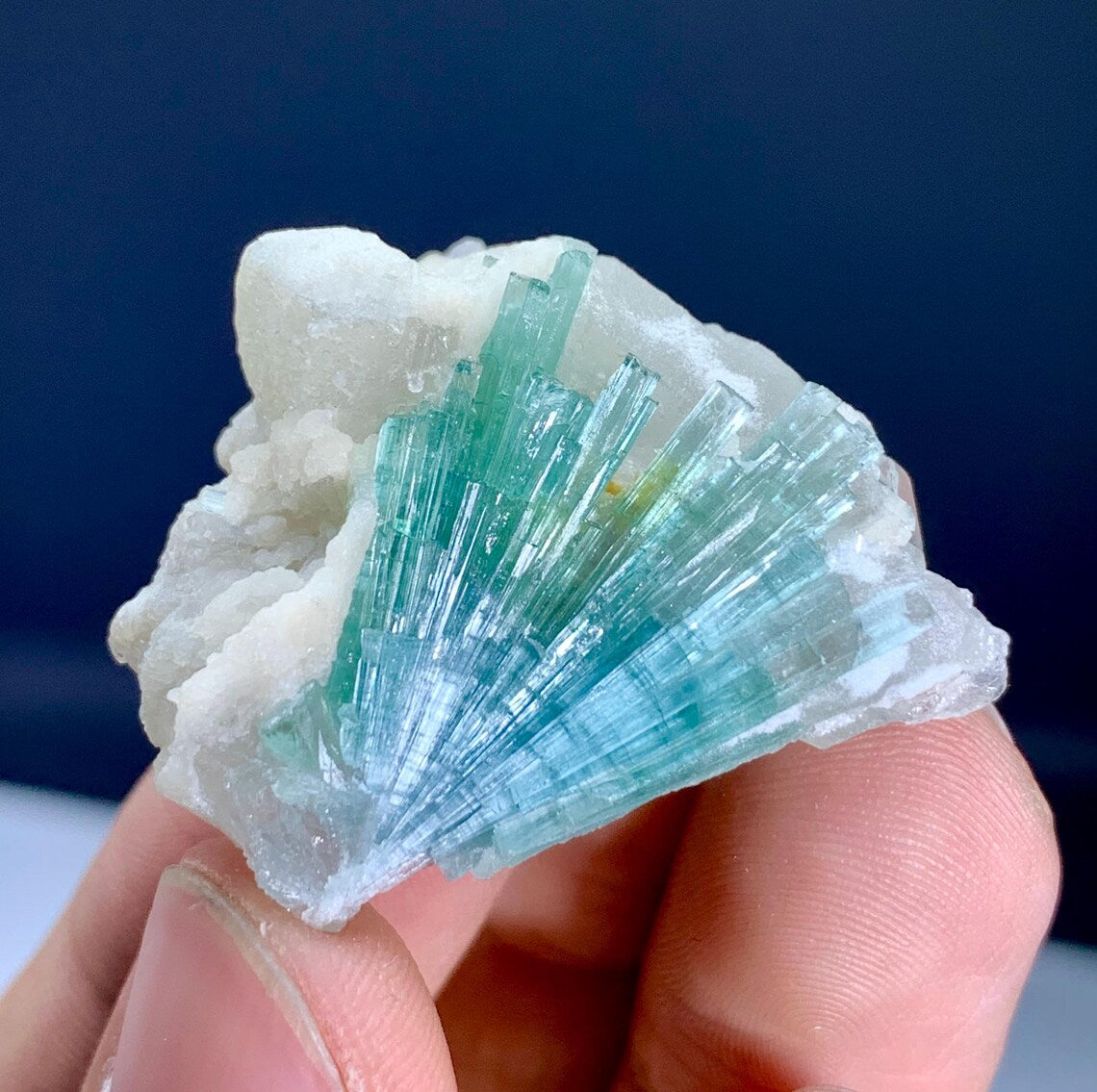 Paraiba Like Color Tourmaline Cluster on Quartz from Afghanistan - 13 gram