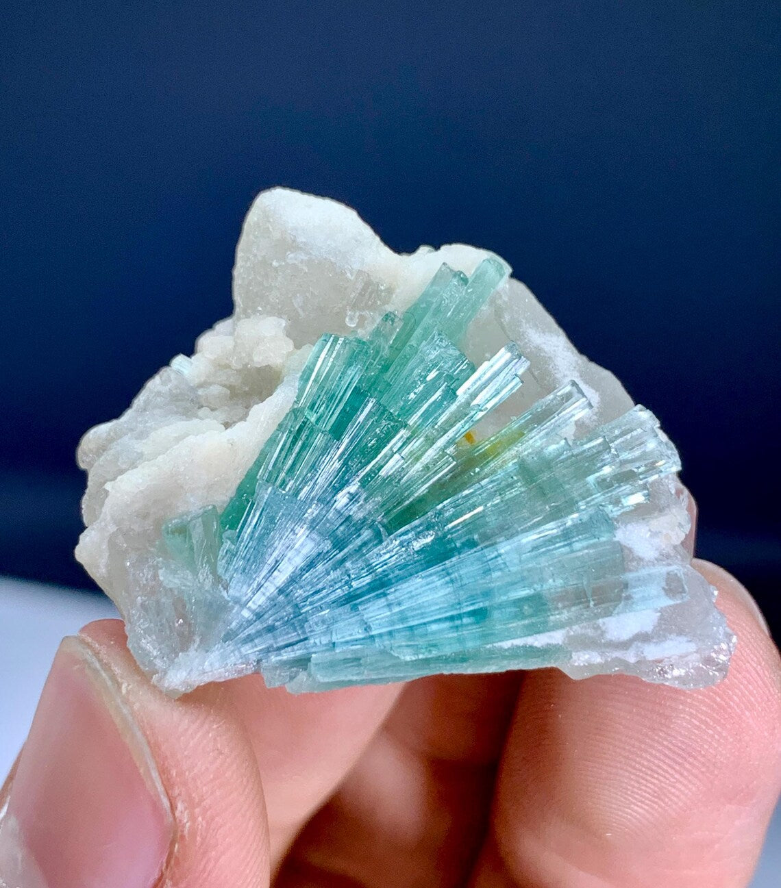 Paraiba Like Color Tourmaline Cluster on Quartz from Afghanistan - 13 gram