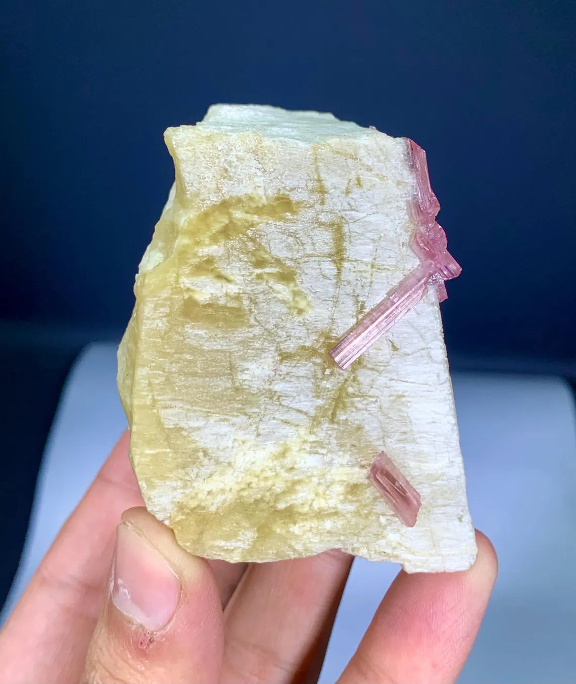 Pink Tourmaline Crystals on Feldspar from Afghanistan - 240 gram