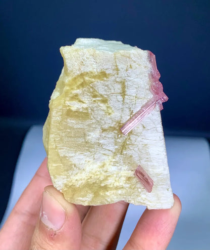 Pink Tourmaline Crystals on Feldspar from Afghanistan - 240 gram