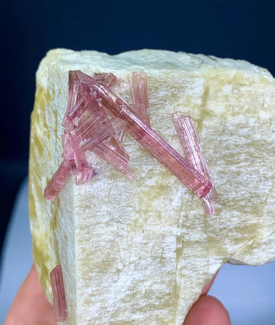 Pink Tourmaline Crystals on Feldspar from Afghanistan - 240 gram