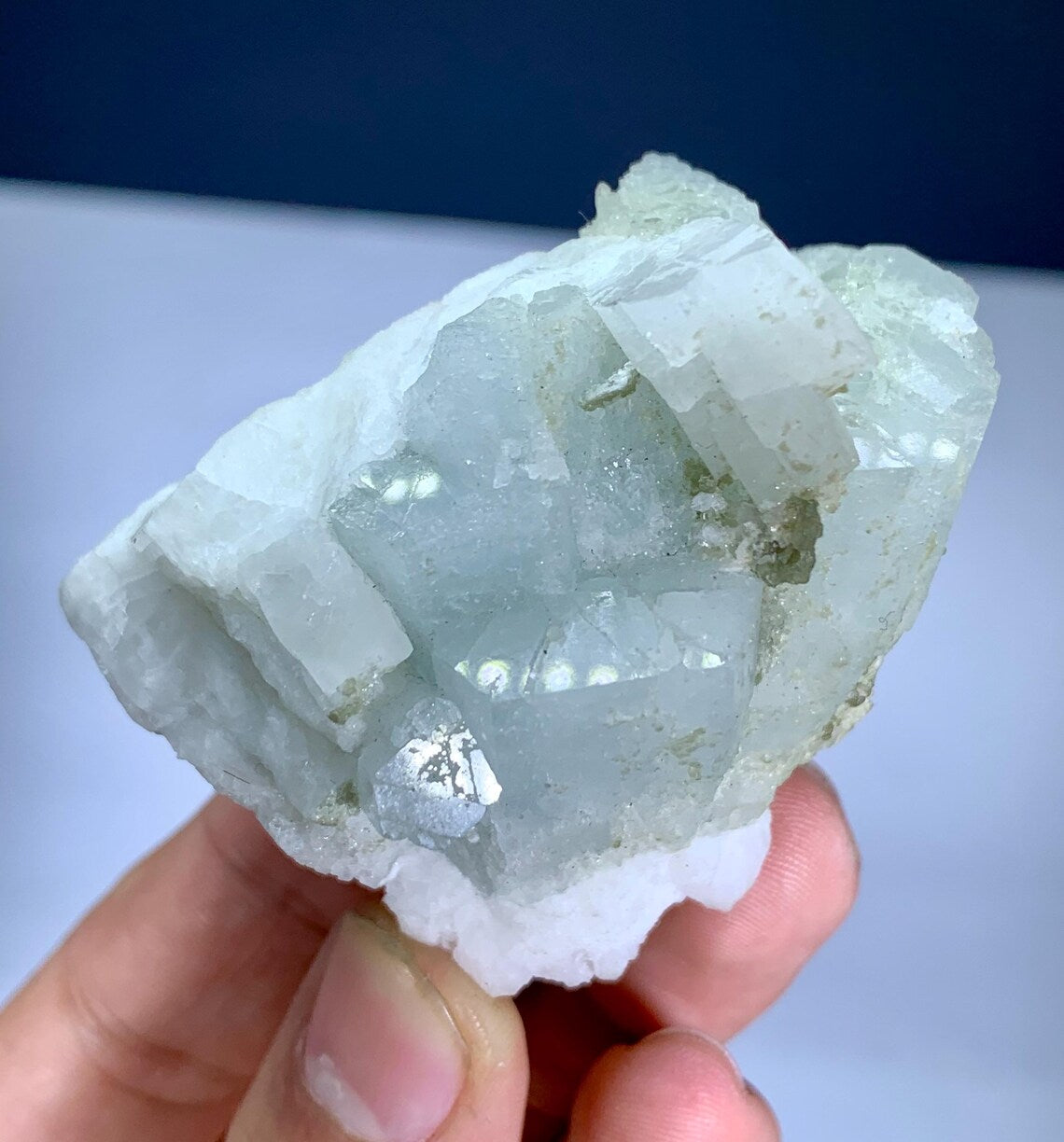 Aquamarine on Albite from Nagar valley Pakistan - 89 gram