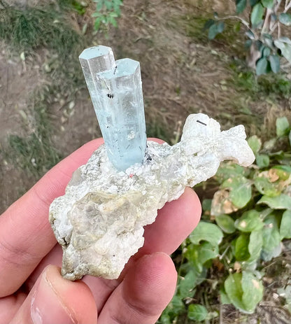 Aquamarine with Schorl on Albite (Repaired) Aquamarine Specimen from Pakistan - 43 gram