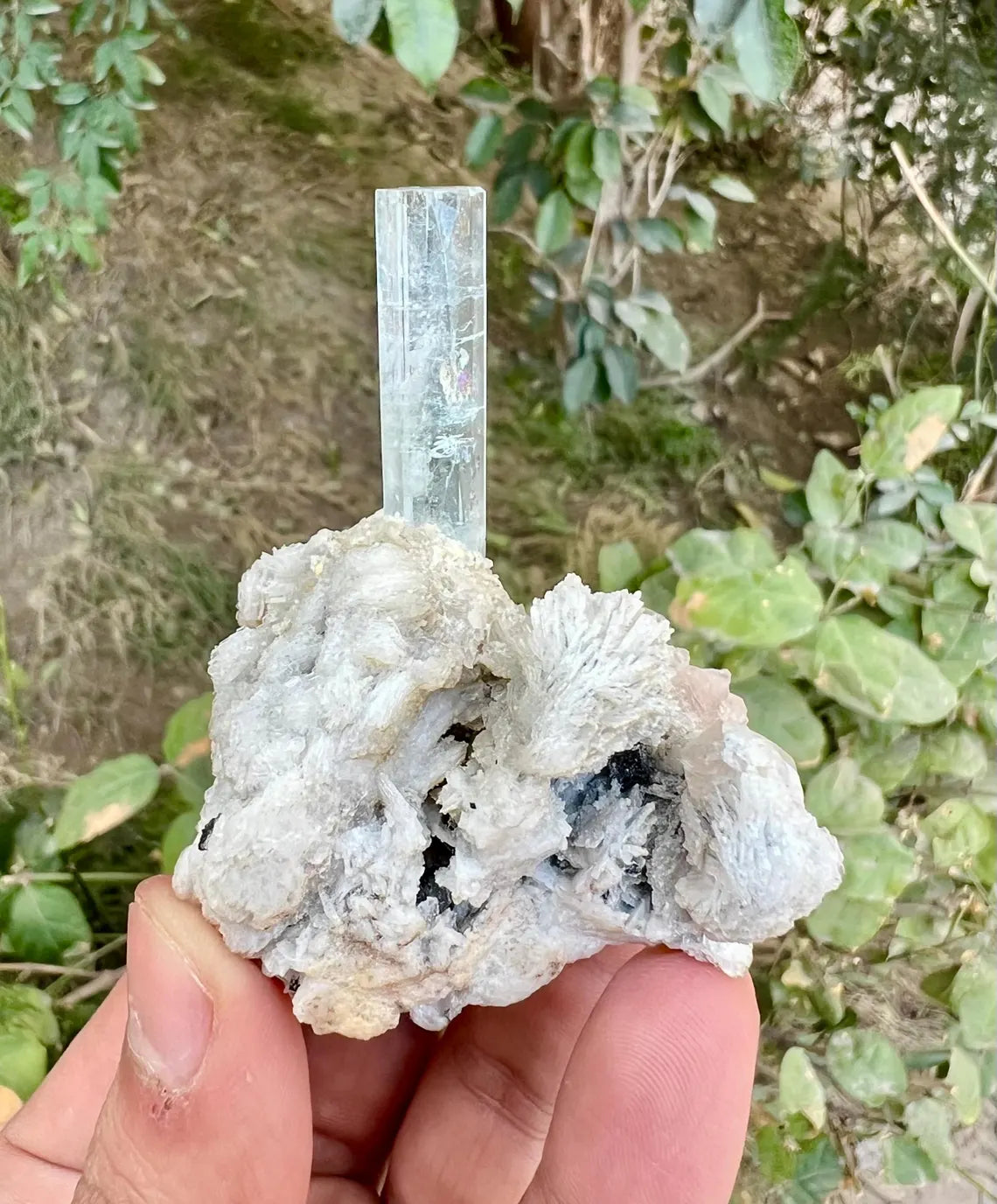 Aquamarine on Albite (Repaired) Aquamarine Specimen from Pakistan - 77 gram