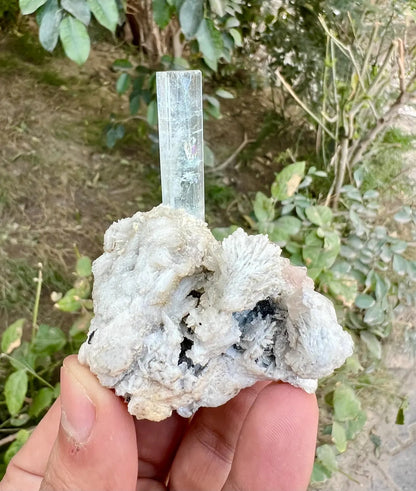 Aquamarine on Albite (Repaired) Aquamarine Specimen from Pakistan - 77 gram