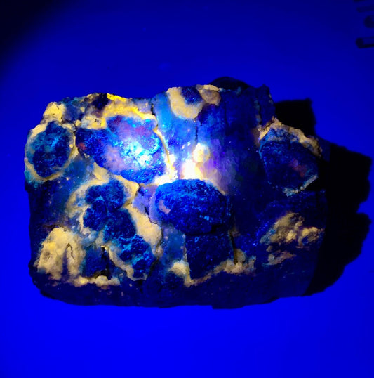 Fluorescent Blue Afghanite with Pyrite on Matrix from Afghanistan - 1234 gram