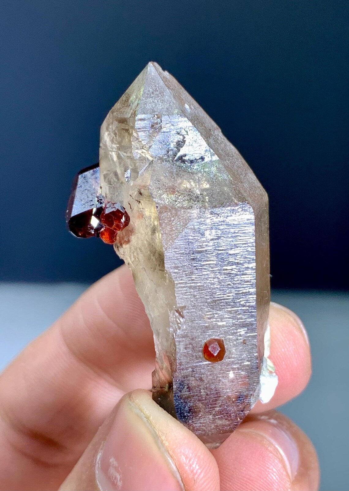 Garnet on Smoky Quartz from Skardu Pakistan - 18 gram