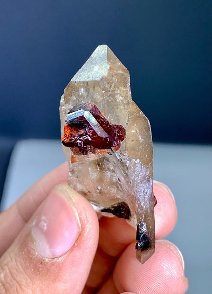 Garnet on Smoky Quartz from Skardu Pakistan - 18 gram