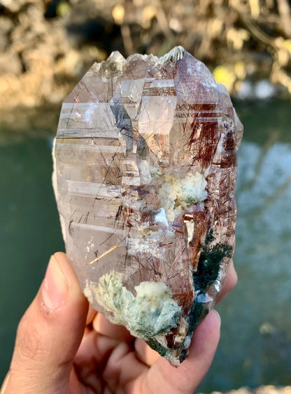 Rare Sagenite Rutile inclusions in Smoky Quartz from Skardu Pakistan - 264 gram