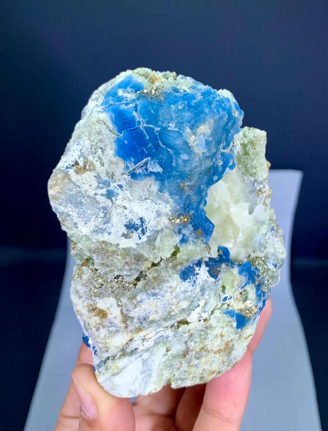 Blue Afghanite with Pyrite on Matrix from Afghanistan - 622 gram