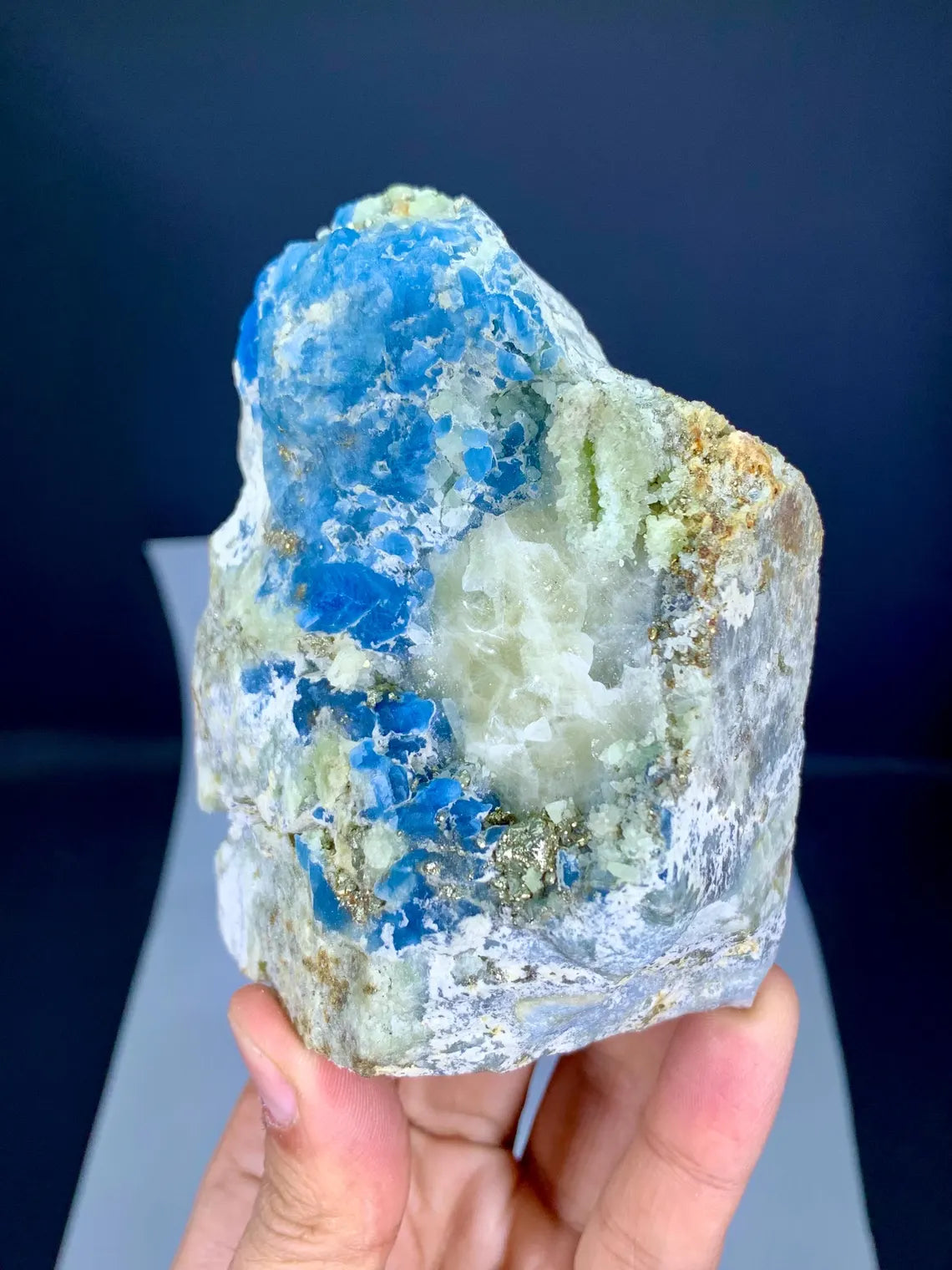 Blue Afghanite with Pyrite on Matrix from Afghanistan - 622 gram