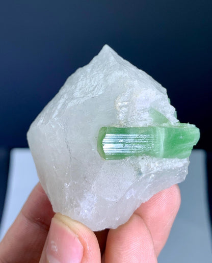 Green Tourmaline Crystal on Quartz from Afghanistan - 74 gram
