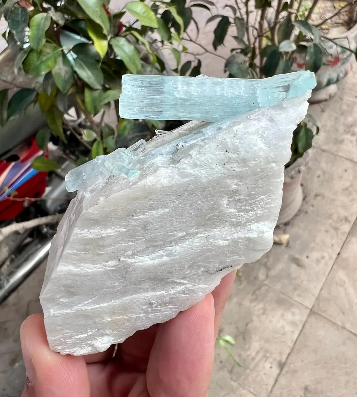 Aquamarine Crystals on Feldspar from Shigar valley Pakistan - 147 gram