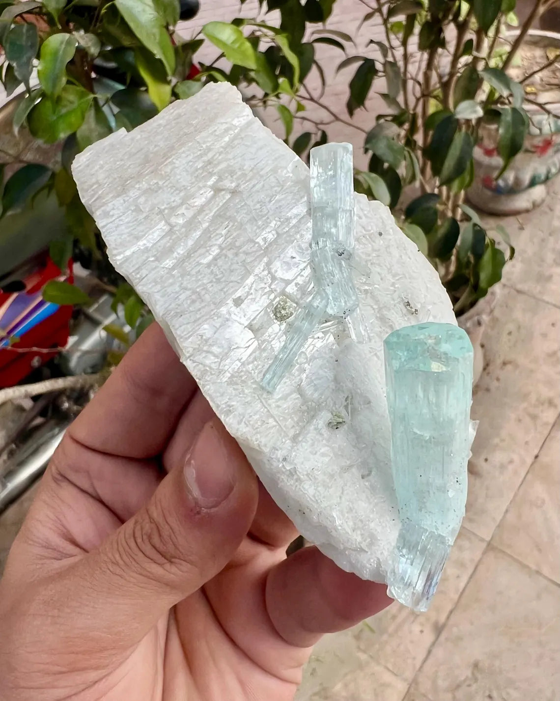 Aquamarine Crystals on Feldspar from Shigar valley Pakistan - 147 gram