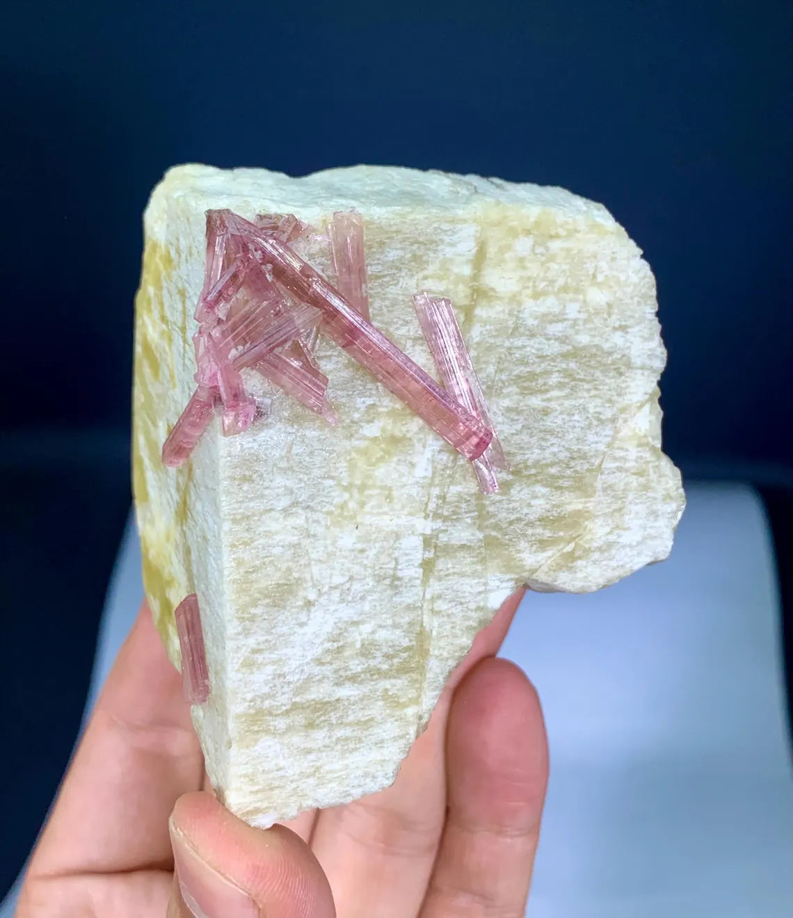 Pink Tourmaline Crystals on Feldspar from Afghanistan - 240 gram