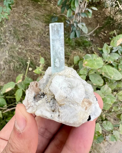 Aquamarine on Albite (Repaired) Aquamarine Specimen from Pakistan - 77 gram