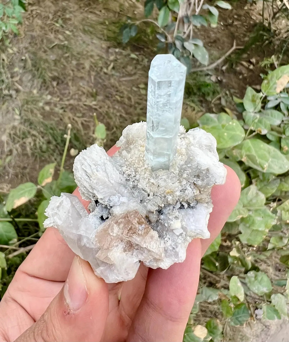 Aquamarine on Albite (Repaired) Aquamarine Specimen from Pakistan - 77 gram