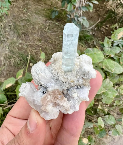 Aquamarine on Albite (Repaired) Aquamarine Specimen from Pakistan - 77 gram