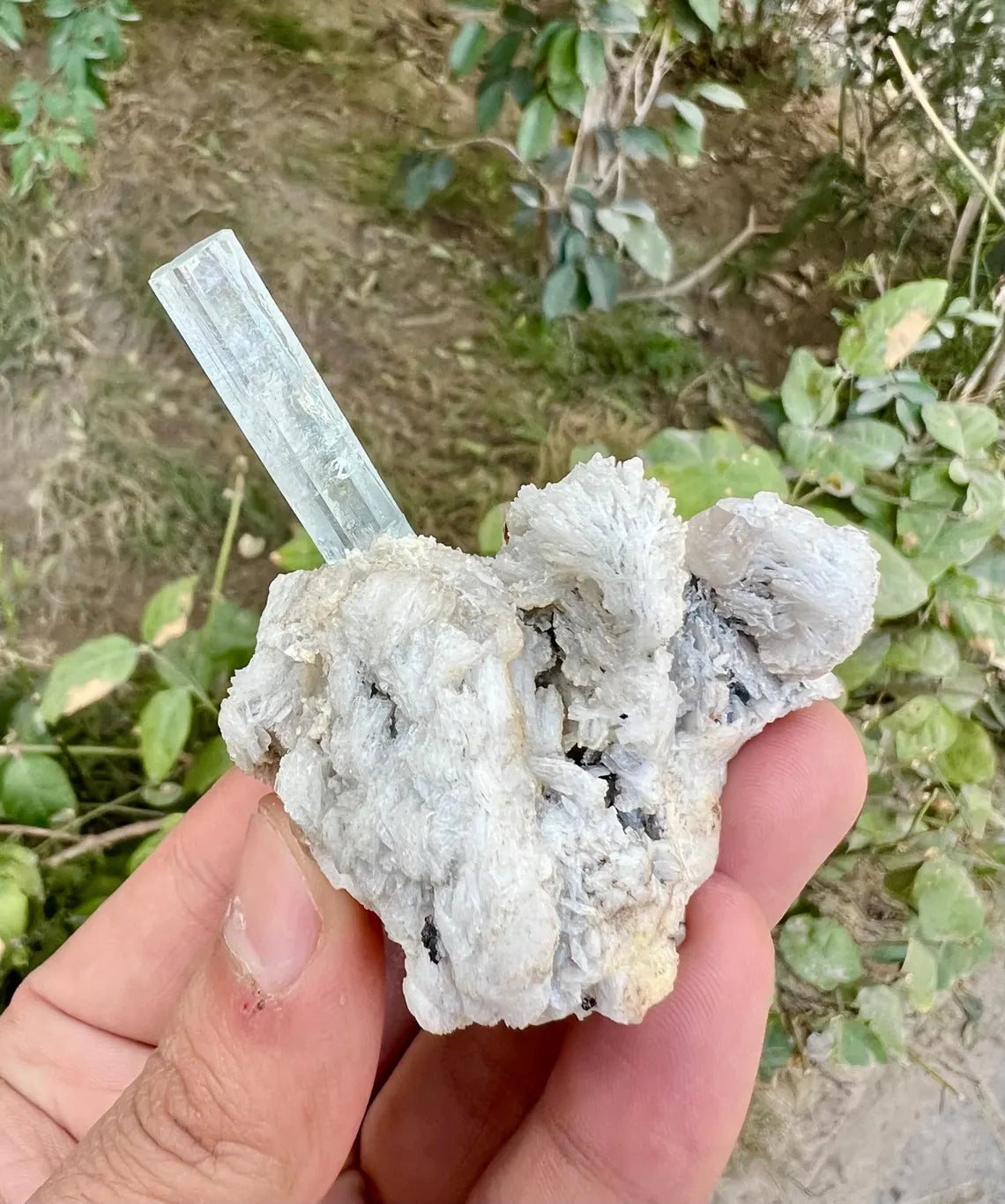 Aquamarine on Albite (Repaired) Aquamarine Specimen from Pakistan - 77 gram
