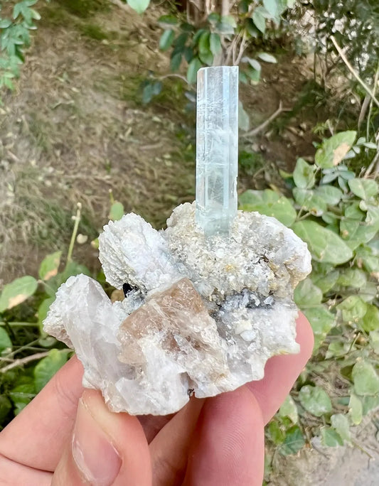 Aquamarine on Albite (Repaired) Aquamarine Specimen from Pakistan - 77 gram
