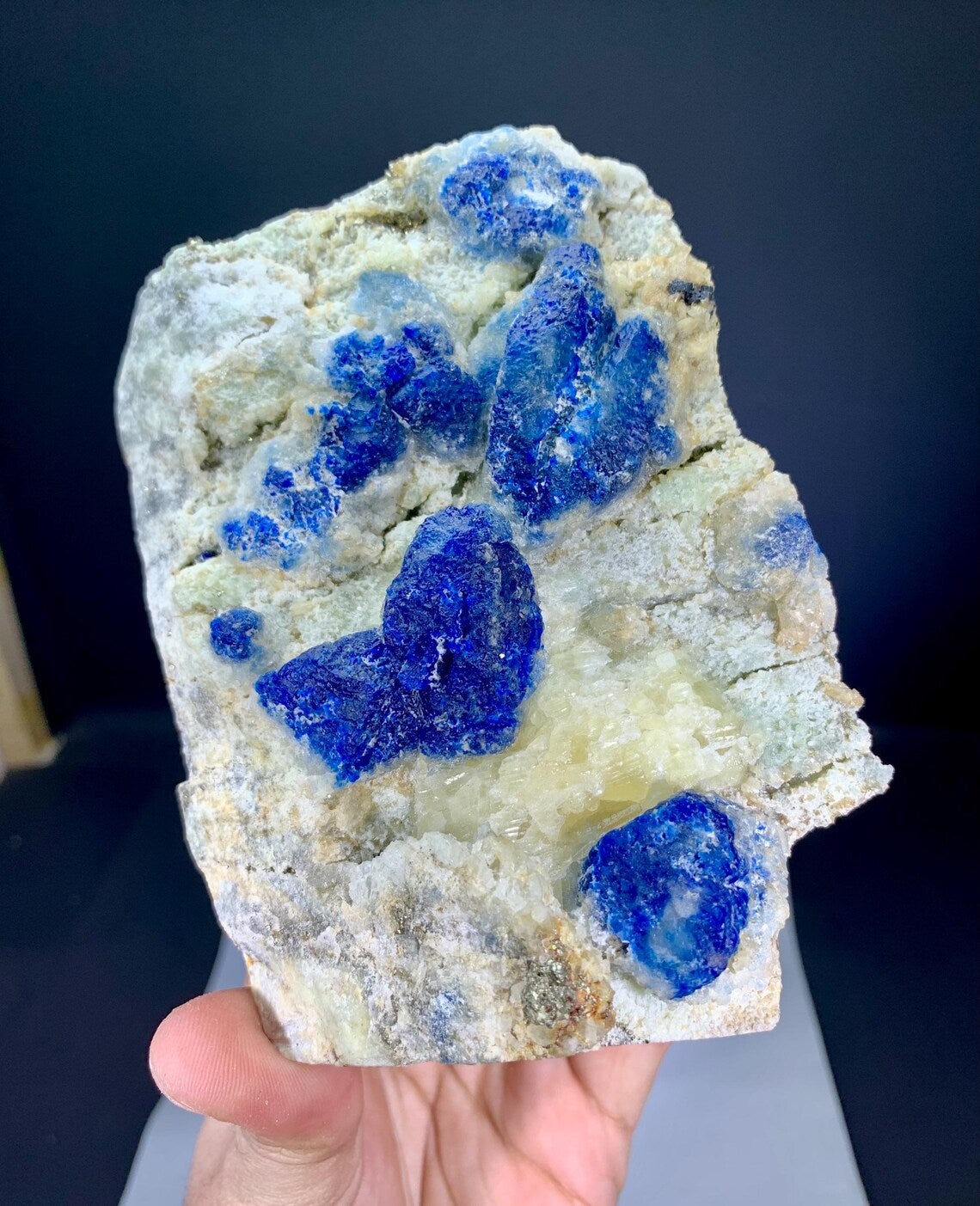 Fluorescent Blue Afghanite with Pyrite on Matrix from Afghanistan - 1234 gram