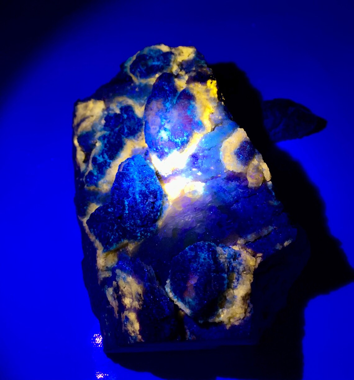 Fluorescent Blue Afghanite with Pyrite on Matrix from Afghanistan - 1234 gram