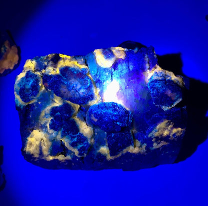 Fluorescent Blue Afghanite with Pyrite on Matrix from Afghanistan - 1234 gram