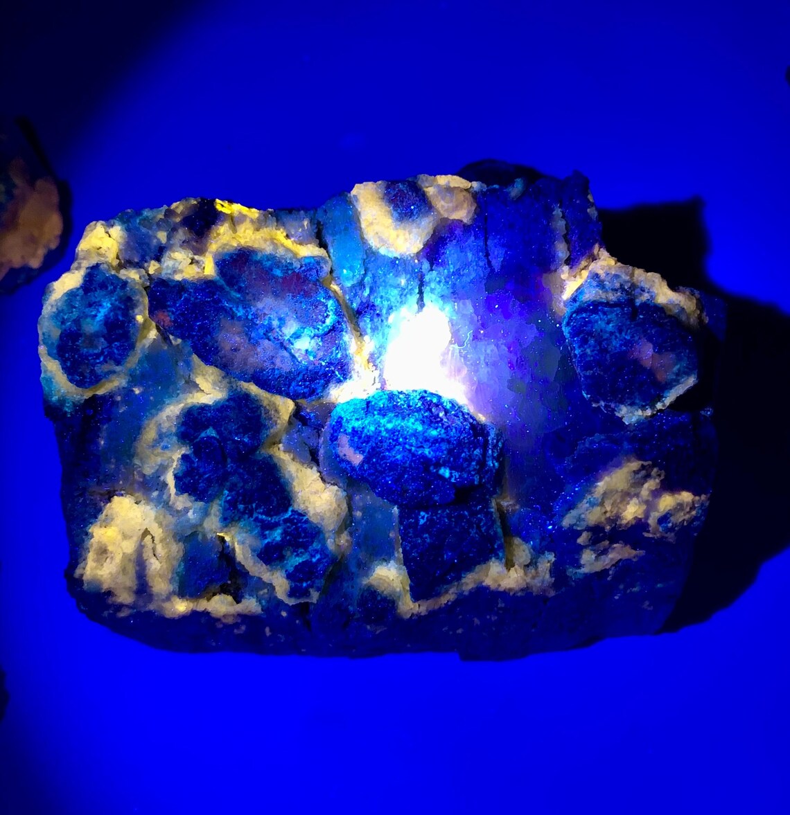 Fluorescent Blue Afghanite with Pyrite on Matrix from Afghanistan - 1234 gram