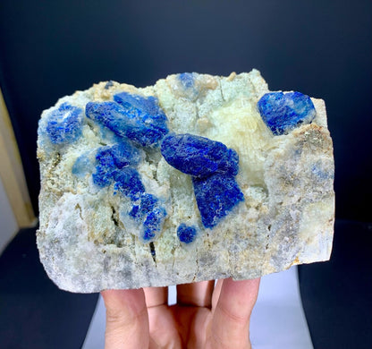 Fluorescent Blue Afghanite with Pyrite on Matrix from Afghanistan - 1234 gram