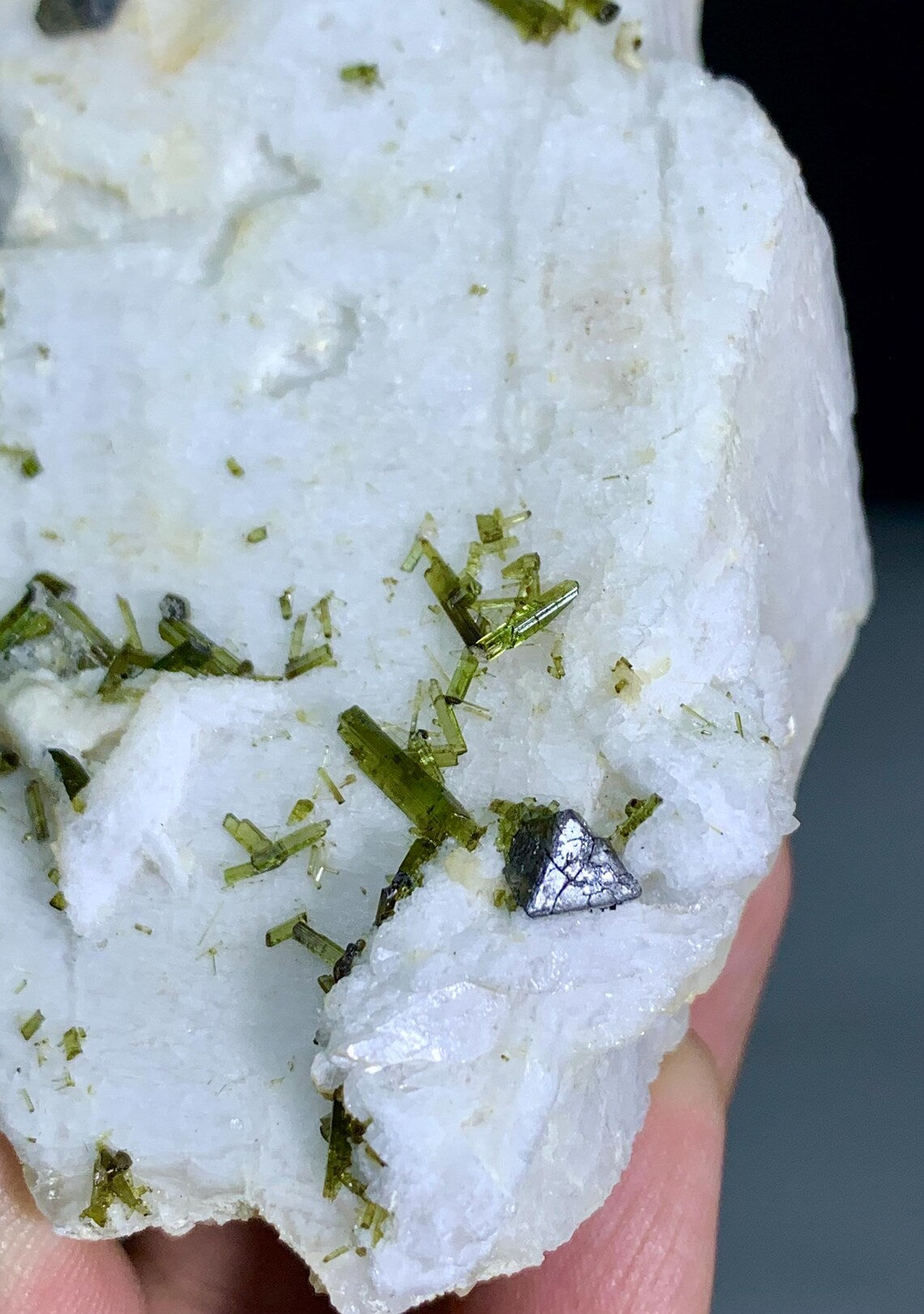 Tourmaline with Rare Microlite on Feldspar