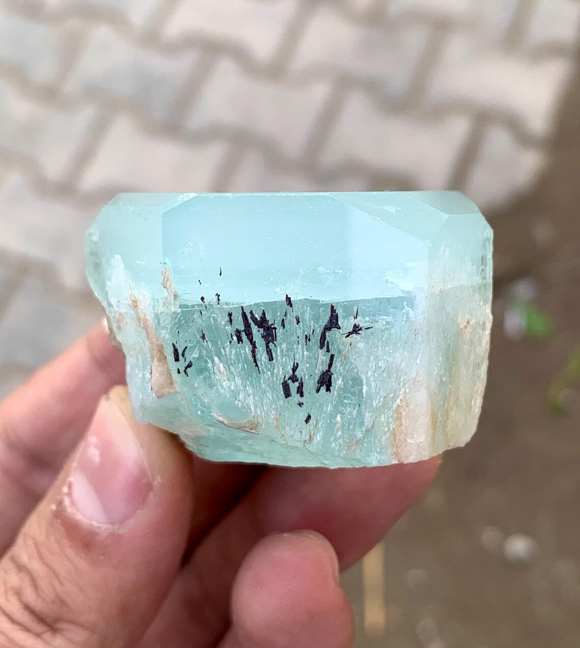 Blue Aquamarine with Albite from Afghanistan - 87 gram
