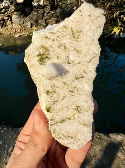 Tourmalines on Feldspar from Pakistan - 300 gram