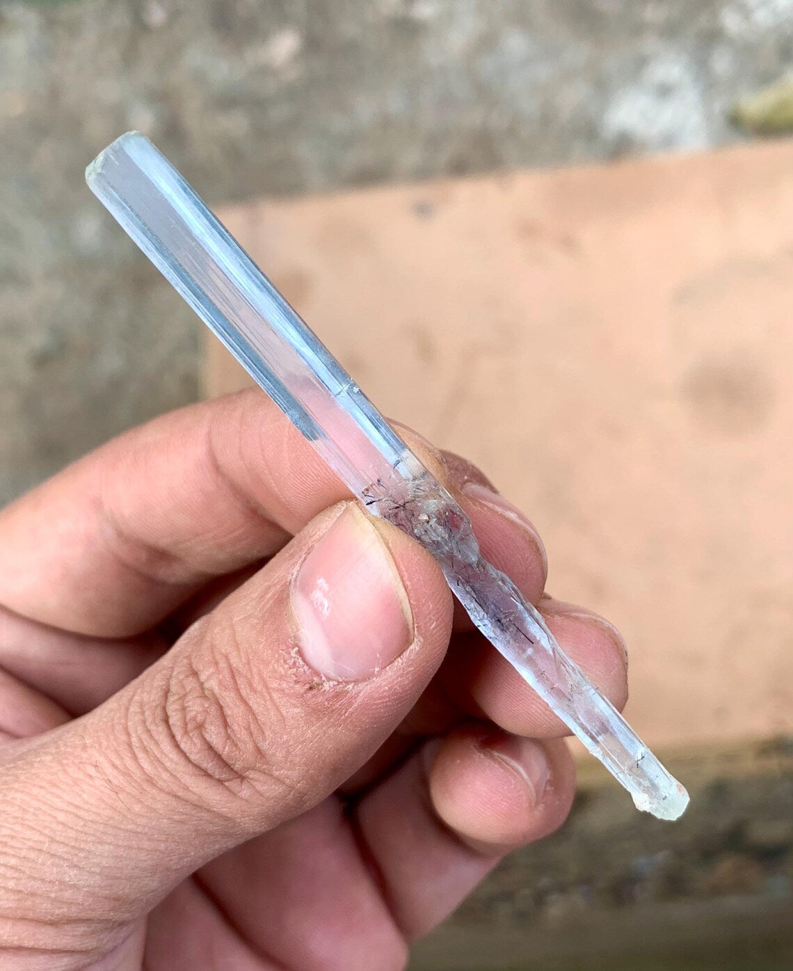 Sceptre Blue Aquamarine with Schorl inclusions from Shigar valley Pakistan - 18 carats