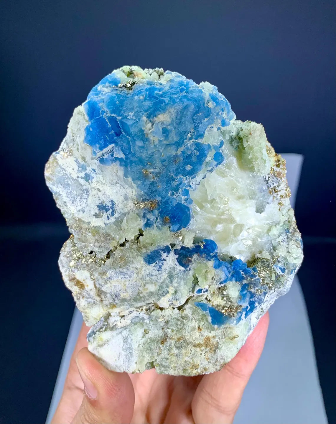 Blue Afghanite with Pyrite on Matrix from Afghanistan - 622 gram