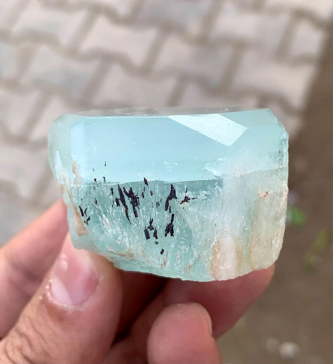 Blue Aquamarine with Albite from Afghanistan - 87 gram