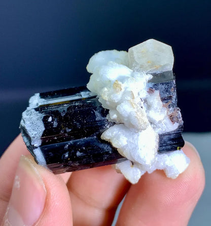 Fluorescent Apatite Combine Black Tourmaline and Albite from Skardu Pakistan - 23 gram