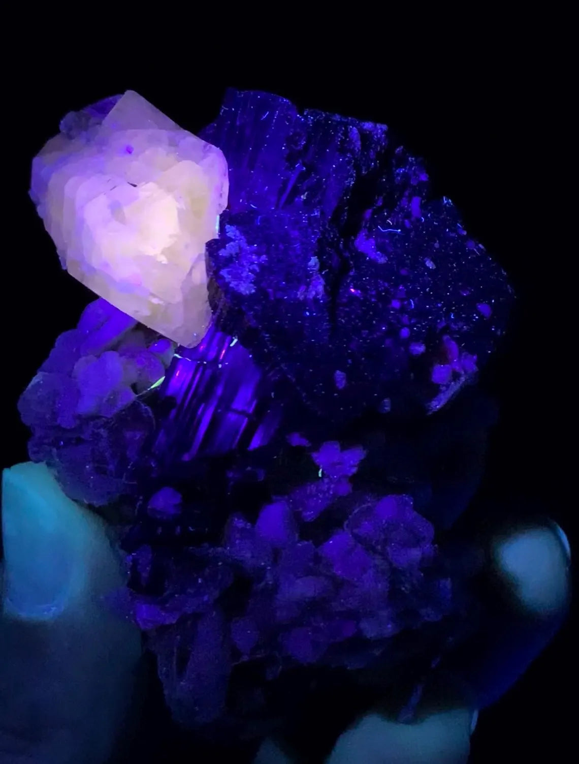 Fluorescent Apatite Combine Schorl Black Tourmaline on Matrix from Pakistan - 152 gram