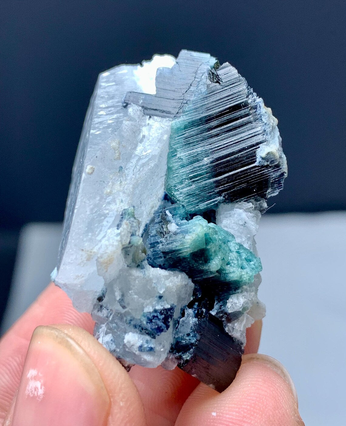 Aquamarine on Blue Cap Tourmaline from Afghanistan - 24 gram