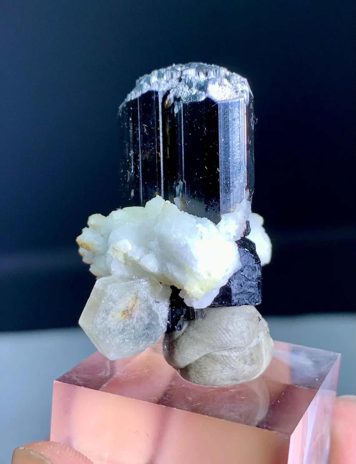 Fluorescent Apatite Combine Black Tourmaline and Albite from Skardu Pakistan - 23 gram